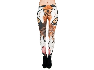 Damen Motiv Leggings Design Tiger Farbe weiss