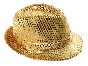 Trilby hat with sequins gold