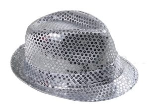 Trilby Hut mit Pailletten silber