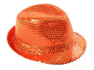 Trilby Hut mit Pailletten orange