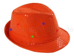 Trilby Hut LED mit Pailletten neon orange