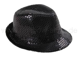 Trilby Hut mit Pailletten schwarz