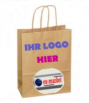 Papiertragetasche mit gedrehter Papierkordel mit Logo