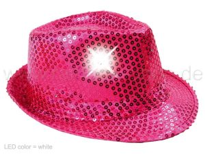 Trilby Hut LED mit Pailletten pink fuchsia