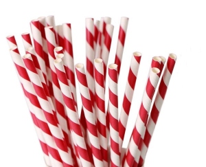 Paper cocktail drinking straws eco red white 200x6mm 1000 pieces