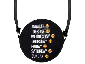 Runde Motiv-Handtasche Emoji-Cons Wochentage