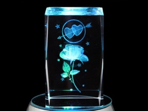 Crystal cuboid Rose heart