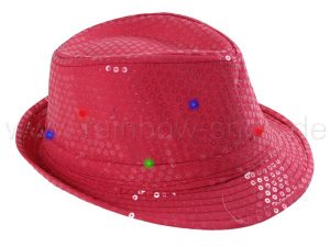 Trilby Hut LED mit Pailletten fuchsia