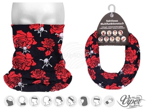 Pao multifuncional 9 en 1 Bufanda multiusos Calaveras y rosas M