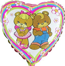 Foil balloon Heart 2 teddies