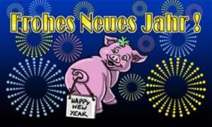 Fahne Frohes neues Jahr mit Glcksschwein