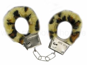Handcuffs with plush leopard
