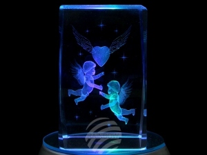 Crystal cuboid Flying heart Cupido