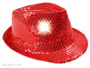 Trilby Hut LED mit Pailletten rot