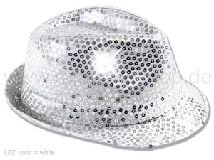 Trilby Hut LED mit Pailletten silber