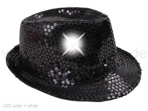 Trilby Hut LED mit Pailletten schwarz