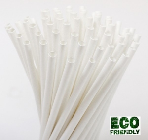 Pajitas de papel Cocktail eco blanco 150x7 mm 1000 piezas