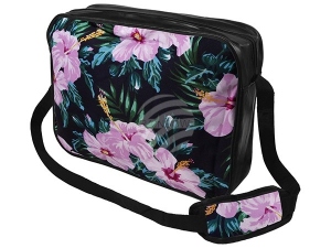 Messenger Bag Motivo Rosas Color negro/rosa