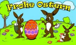 Fahne Frohe Ostern Hasenfamilie