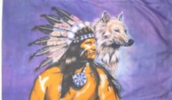 Fahne Indianer mit Wolf