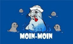 Fahne Moin Moin 2 Seehund mit Pfeife