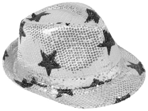 Trilby hat with stars silver