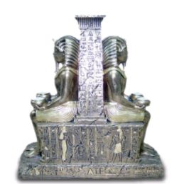 Pharaoh on throne with candle holder silver 60 cm