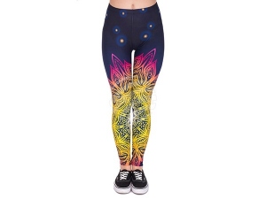 Leggins con motivos para mujer Adornos amarillo magenta azul