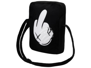 Messenger Bag Kurier Tasche Mittelfinger schwarz/wei