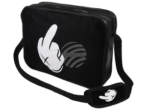 Messenger Bag Motiv Mittelfinger schwarz/wei