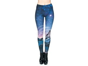 Damen Motiv Leggings Design Sternenhimmel Farbe blau
