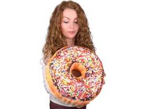 Donut Kissen Schokoladenglasur, bunte Streusel