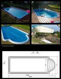 Schwimmbecken GFK Modell ROMA 8,50x3,70x1,55 m