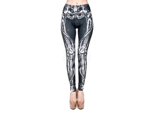 Damen Motiv Leggings Design Knochen Farbe grau