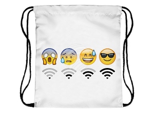 Turnbeutel Gymsac Design Emoticon Wifi weiss/gelb