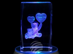 Crystal cuboid Teddy heart I love you