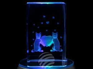 Kristallquader Katzen Herz