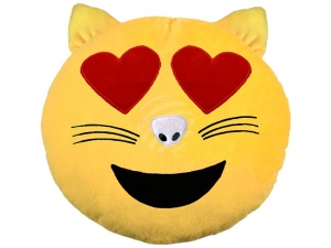 Katze Emoticon Kissen verliebt gelb