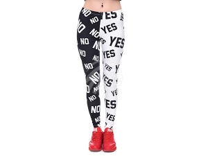 Damen Motiv Leggings Design Yes, No schwarz/weiss