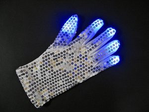 Gloves sequins LED silver