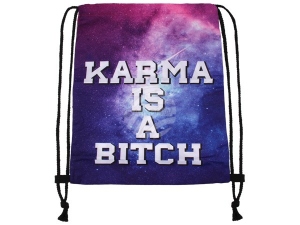 Gym bag Gymsac Karma is a bitch purple/blue/white
