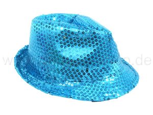 Trilby Hut LED mit Pailletten hell blau trkis