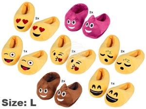 Set mit 12 Stck Emoticon Plsch Pantoffeln Damen