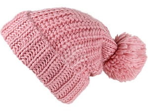 Strickmtze Long Beanie Slouch mit Bommel rosa