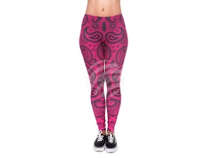 Damen Motiv Leggings Design Paisley Farbe pink