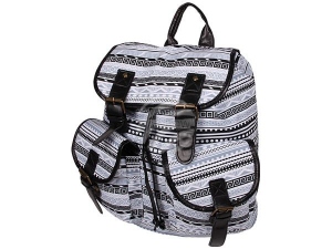 Rucksack mit Seitentaschen Muster weiss