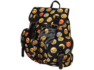 Rucksack mit Seitentaschen Emoticons schwarz