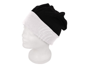 Long Beanie Slouch Wende Design schwarz/weiss