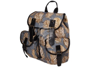Backpack with side pockets Feathers gray