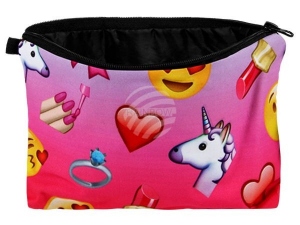 Bolsa de maquillaje con motivo Unicornio y Emoticon